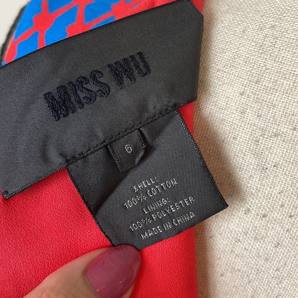 MISS WU geometric dress blue red - Picture 13 of 14